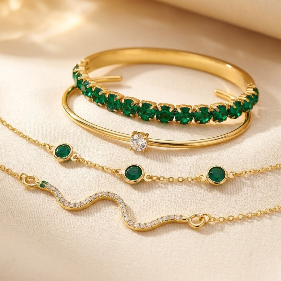 Emerald Bracelet Set