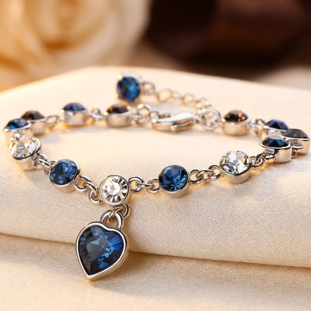 Sapphire Heart Chain Bracelet