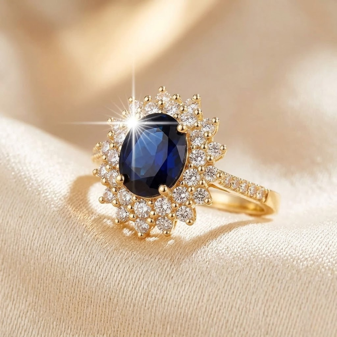 Royal Sapphire Halo Ring