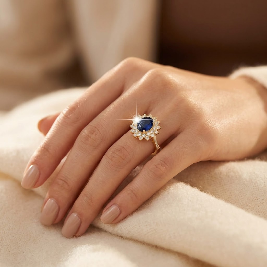 Royal Sapphire Halo Ring