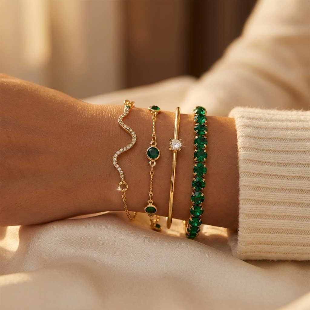 Emerald Bracelet Set