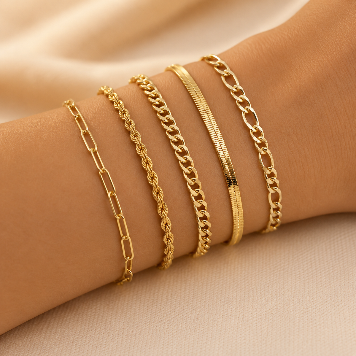 Layered Charm Bracelet Set