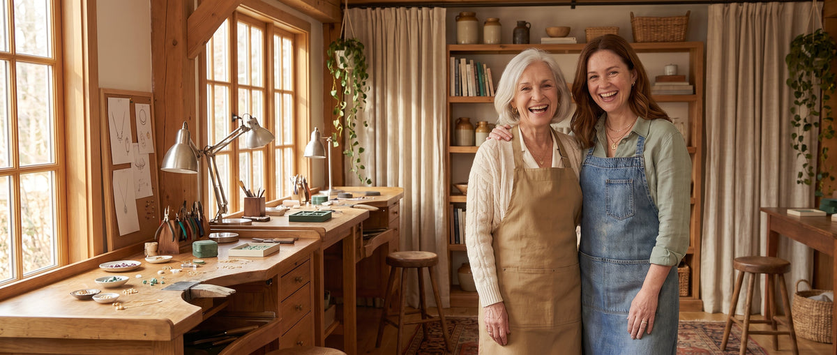 Josephine and June in their jewelry workshop